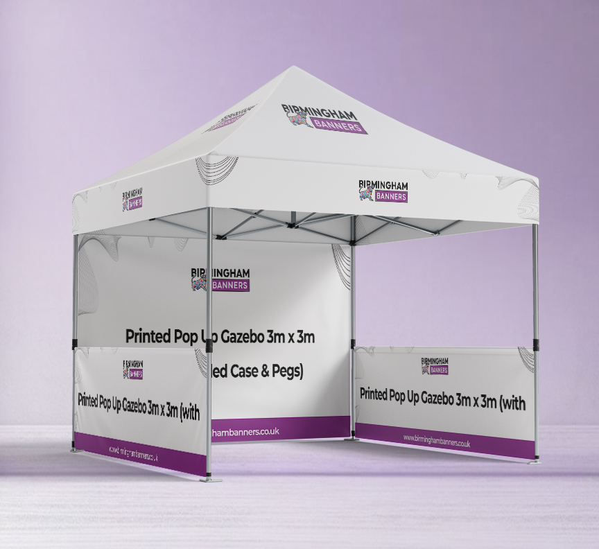 Printed Pop Up Gazebo 3m x 3m (with Wheeled Case & Pegs)