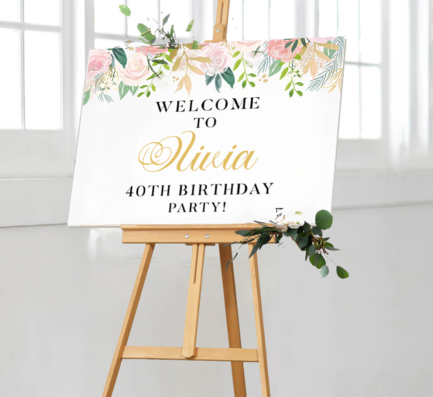 Wooden Easel With Printed Board And Sign