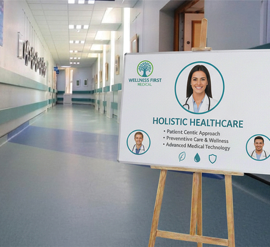 Healthcare Easel With Printed Sign