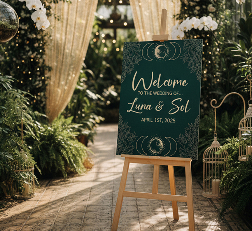 Wedding Wooden Easel With Printed Sign